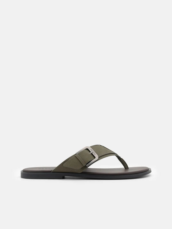 Buckle Thong Sandals - Military Green