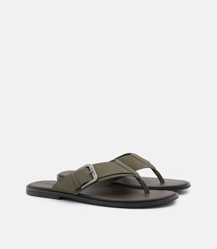 Buckle Thong Sandals - Military Green