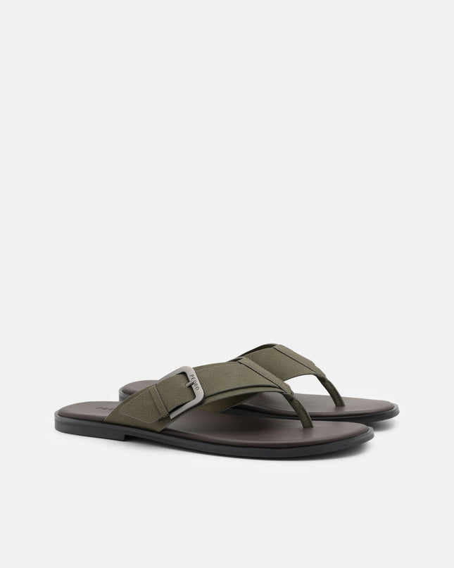Buckle Thong Sandals - Military Green