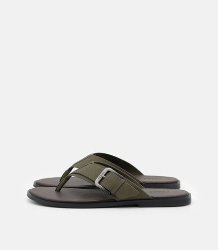 Buckle Thong Sandals - Military Green