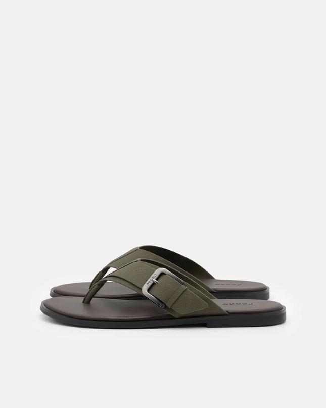 Buckle Thong Sandals - Military Green