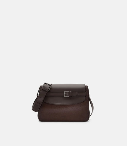 Noah Leather Crossbody Bag - Dark Brown