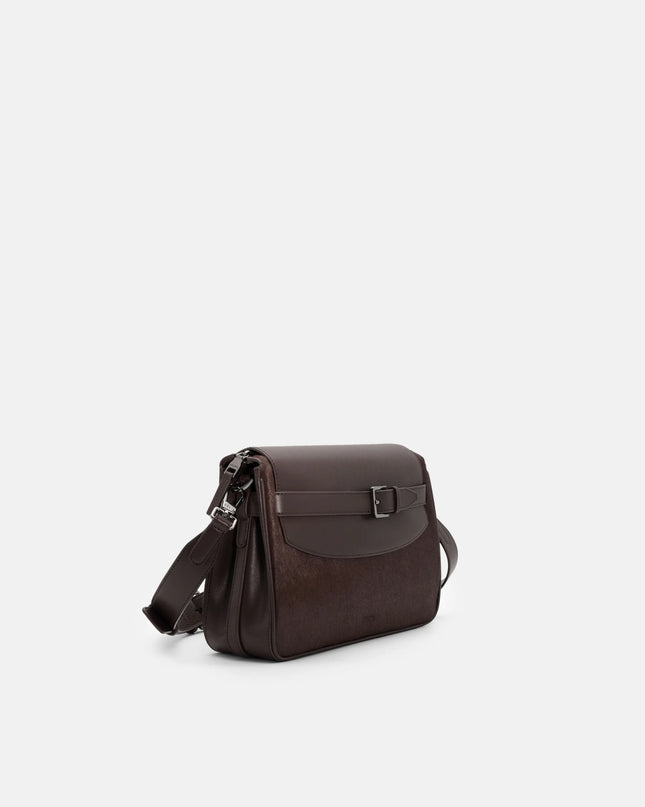 Noah Leather Crossbody Bag - Dark Brown