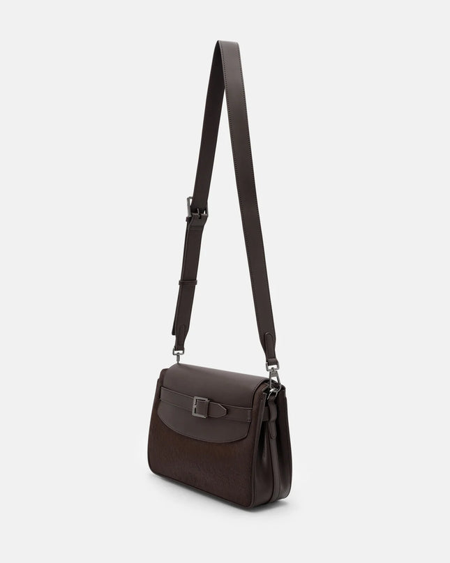 Noah Leather Crossbody Bag - Dark Brown