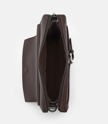 Noah Leather Crossbody Bag - Dark Brown