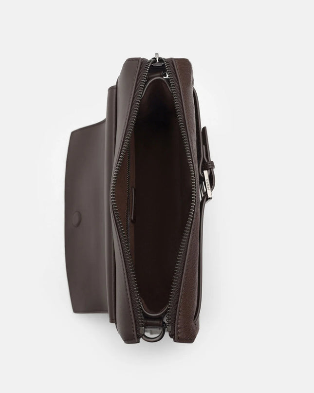 Noah Leather Crossbody Bag - Dark Brown