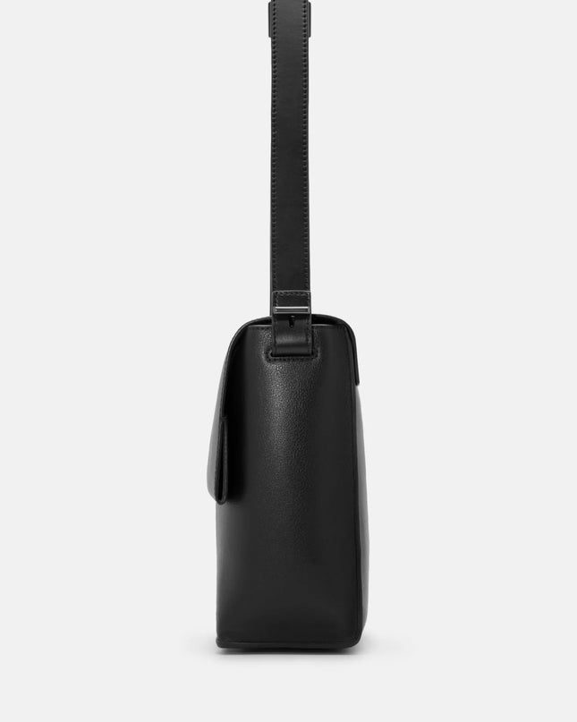Leather Crossbody Bag - Black
