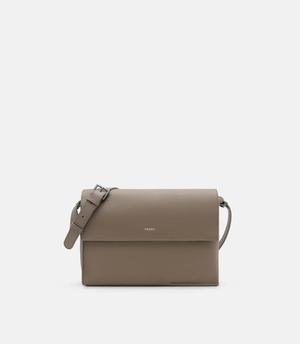 Leather Crossbody Bag - Dark Taupe
