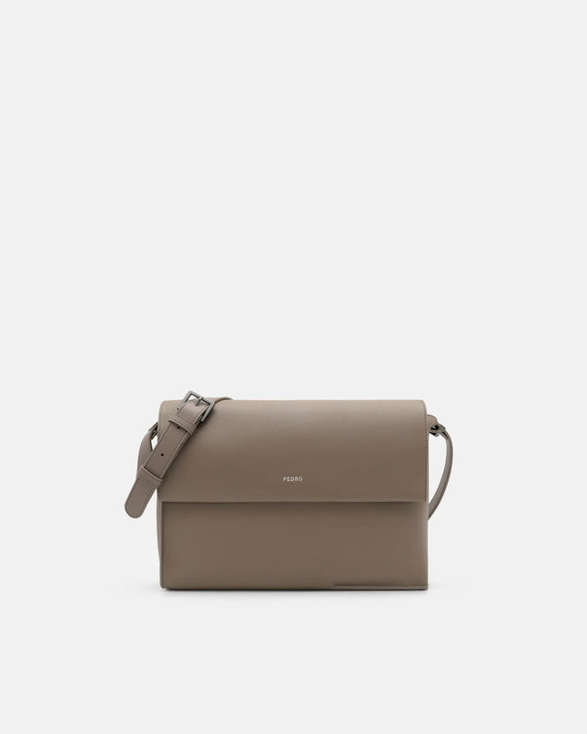 Leather Crossbody Bag - Dark Taupe