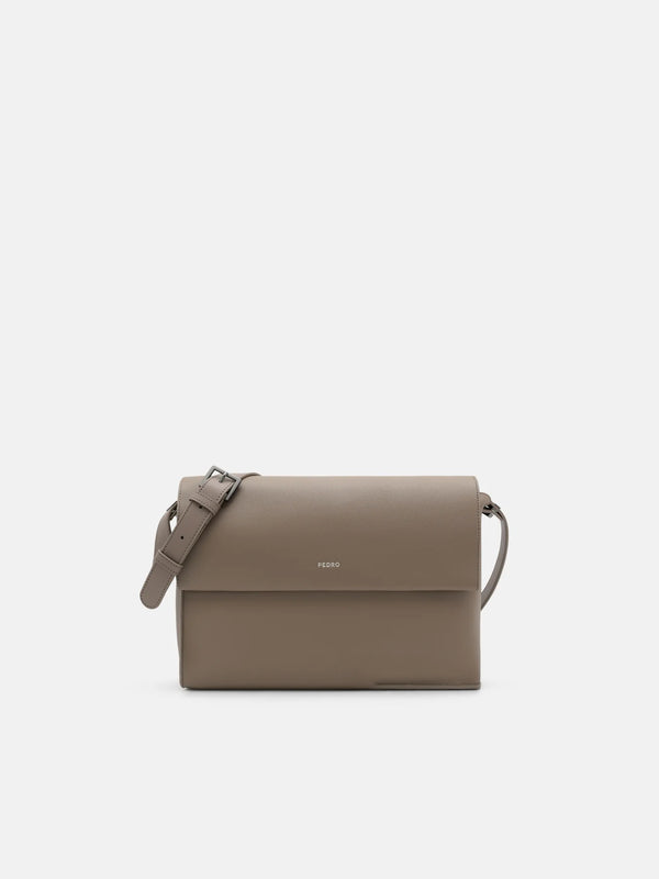 Leather Crossbody Bag - Dark Taupe