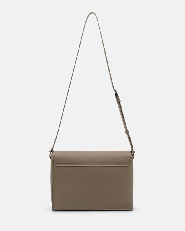 Leather Crossbody Bag - Dark Taupe