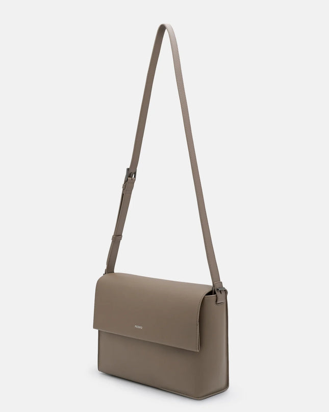 Leather Crossbody Bag - Dark Taupe