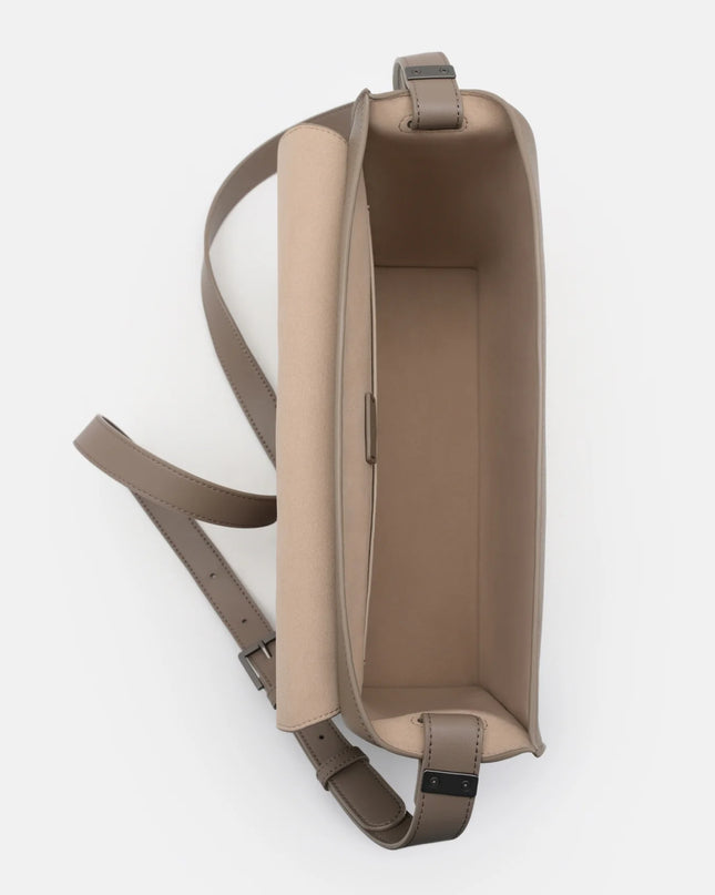Leather Crossbody Bag - Dark Taupe