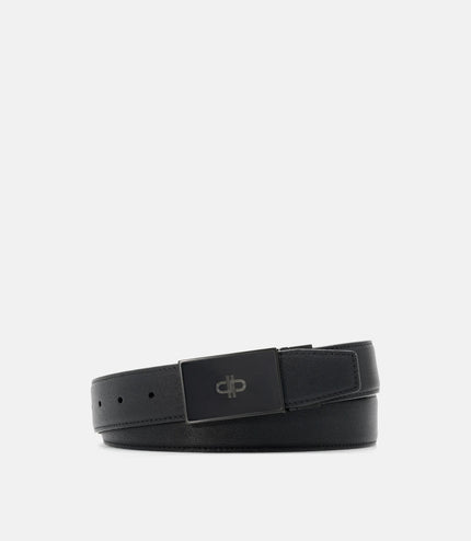 Leather Icon Reversible Tang Belt - Black