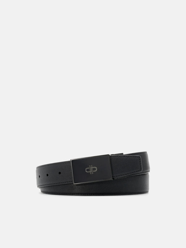 Leather Icon Reversible Tang Belt - Black