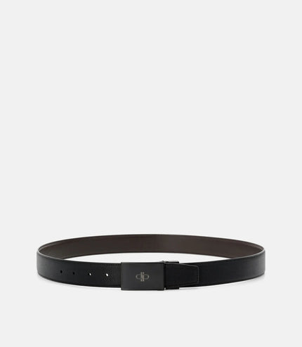 Leather Icon Reversible Tang Belt - Black