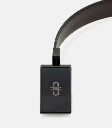 Leather Icon Reversible Tang Belt - Black