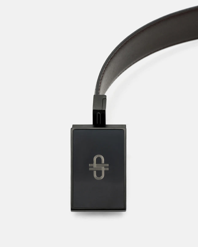 Leather Icon Reversible Tang Belt - Black
