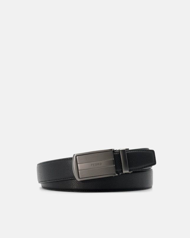 Embossed Leather Automatic Belt - Black