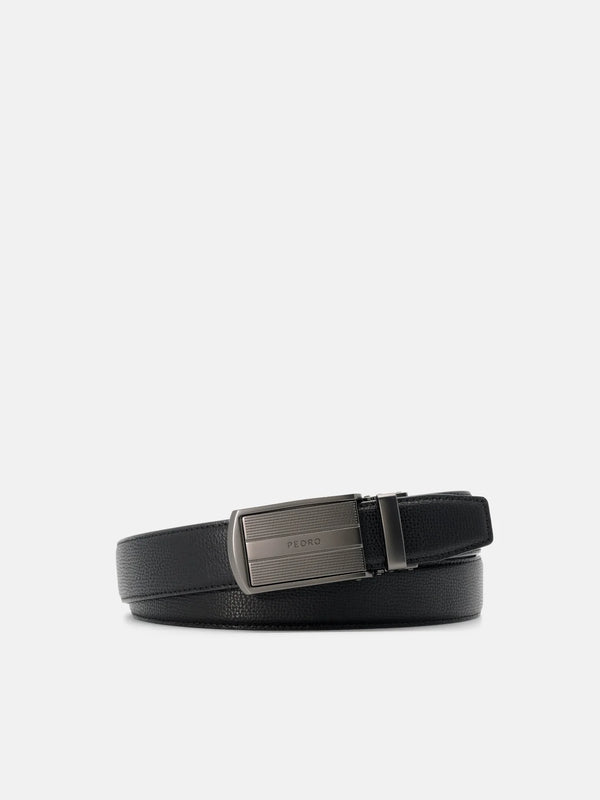 Embossed Leather Automatic Belt - Black