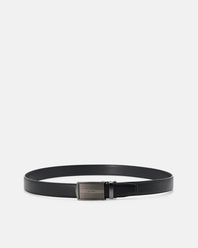 Embossed Leather Automatic Belt - Black