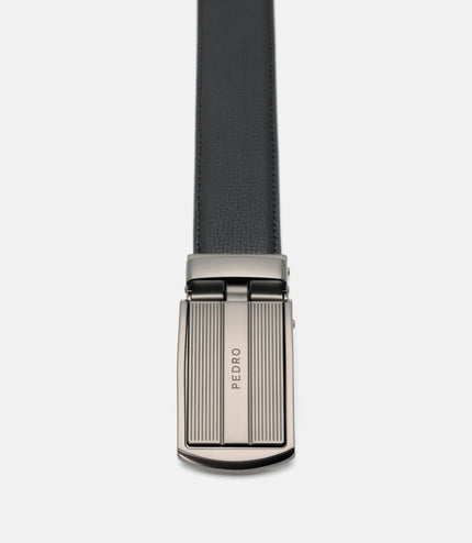 Embossed Leather Automatic Belt - Black