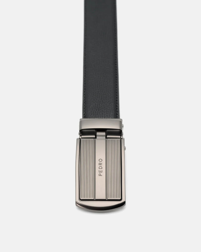 Embossed Leather Automatic Belt - Black