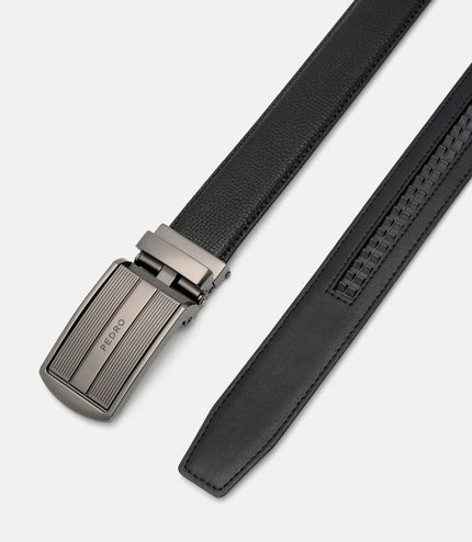 Embossed Leather Automatic Belt - Black