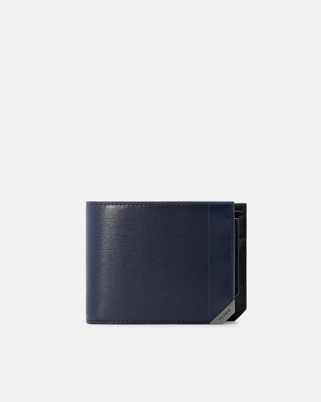 Leather Bi-Fold Wallet with Insert - Navy