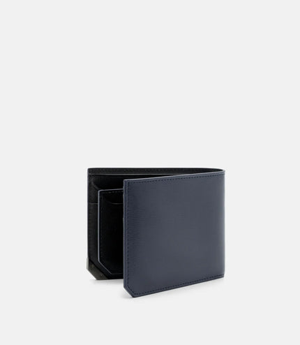 Leather Bi-Fold Wallet with Insert - Navy