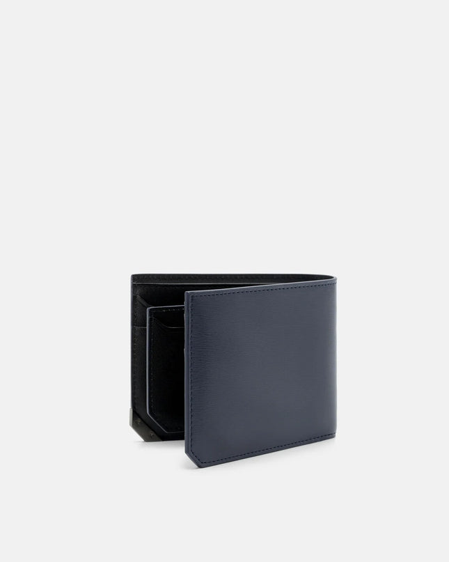 Leather Bi-Fold Wallet with Insert - Navy