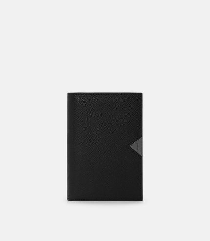 Saffiano Leather Long Card Holder - Black