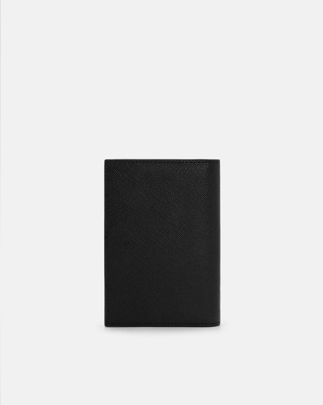 Saffiano Leather Long Card Holder - Black