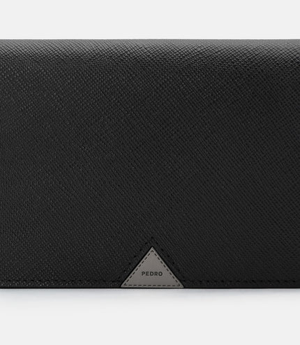Saffiano Leather Long Card Holder - Black