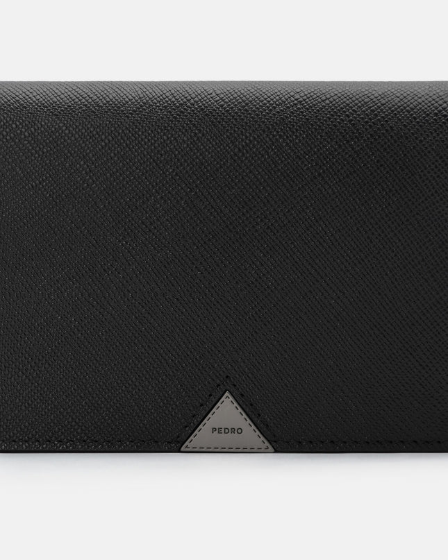 Saffiano Leather Long Card Holder - Black