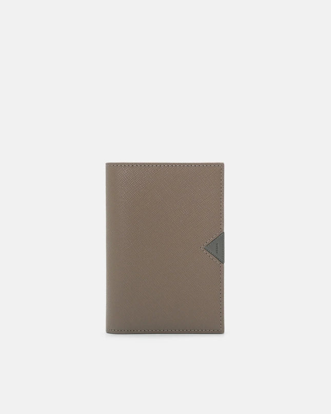 Saffiano Leather Long Card Holder - Dark Taupe
