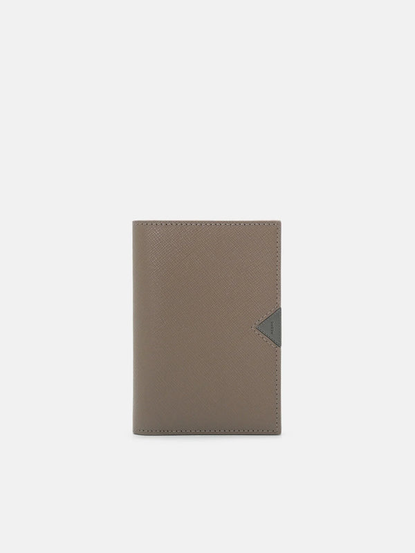 Saffiano Leather Long Card Holder - Dark Taupe