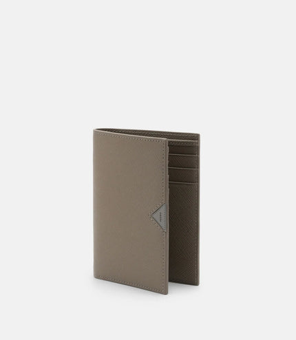 Saffiano Leather Long Card Holder - Dark Taupe