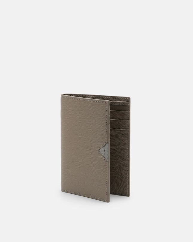 Saffiano Leather Long Card Holder - Dark Taupe