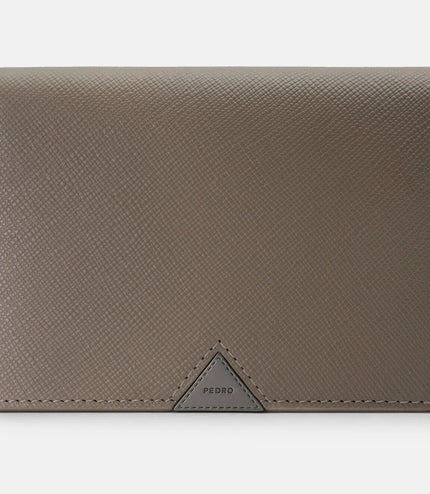 Saffiano Leather Long Card Holder - Dark Taupe