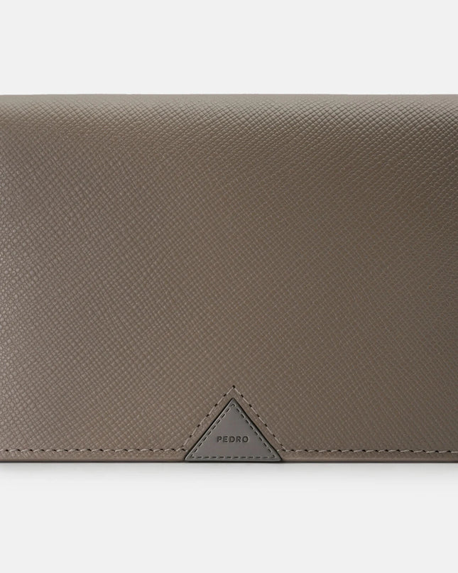 Saffiano Leather Long Card Holder - Dark Taupe