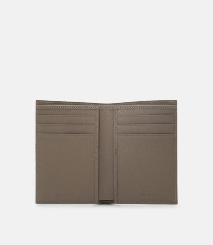 Saffiano Leather Long Card Holder - Dark Taupe