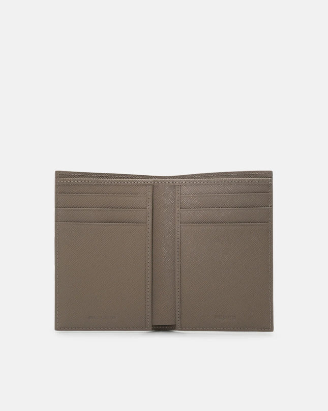 Saffiano Leather Long Card Holder - Dark Taupe