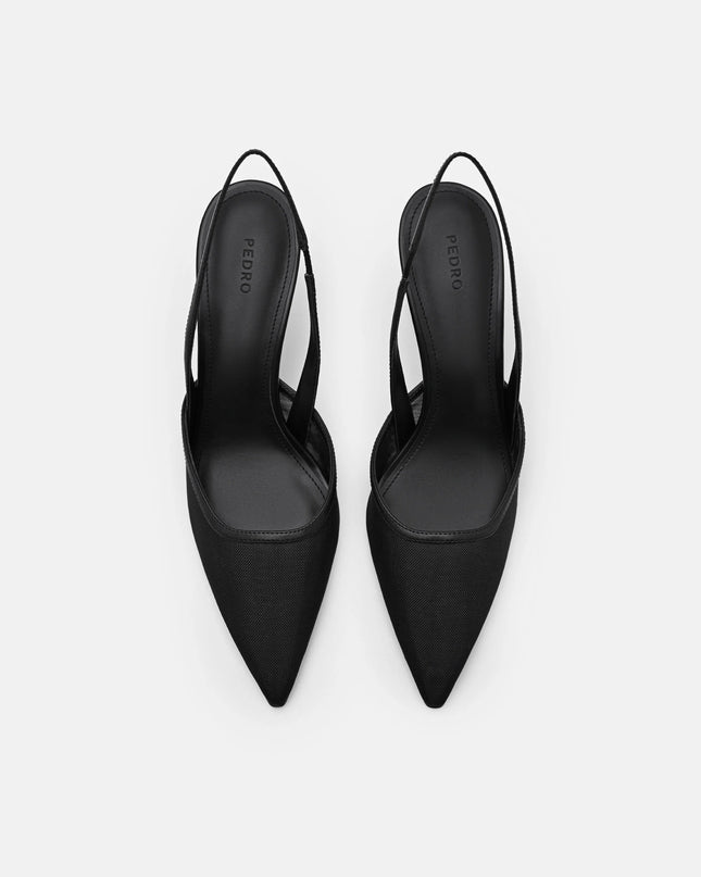 Mesh Slingback Heel Pumps - Black