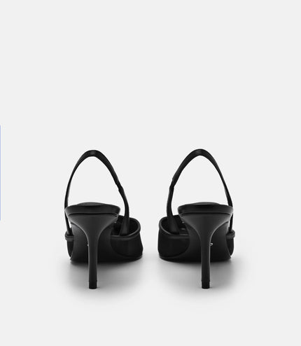 Mesh Slingback Heel Pumps - Black