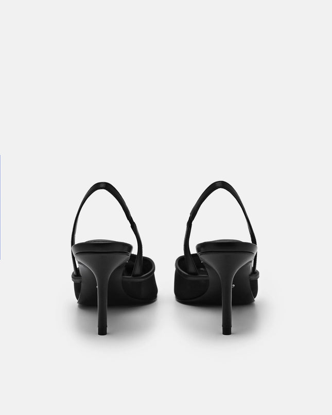 Mesh Slingback Heel Pumps - Black