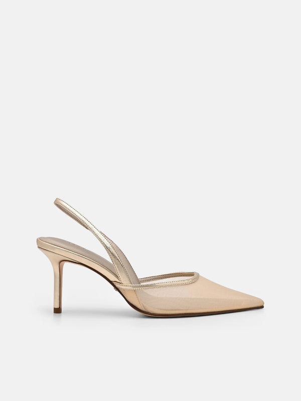 Mesh Slingback Heel Pumps - Nude