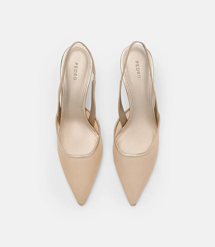 Mesh Slingback Heel Pumps - Gold