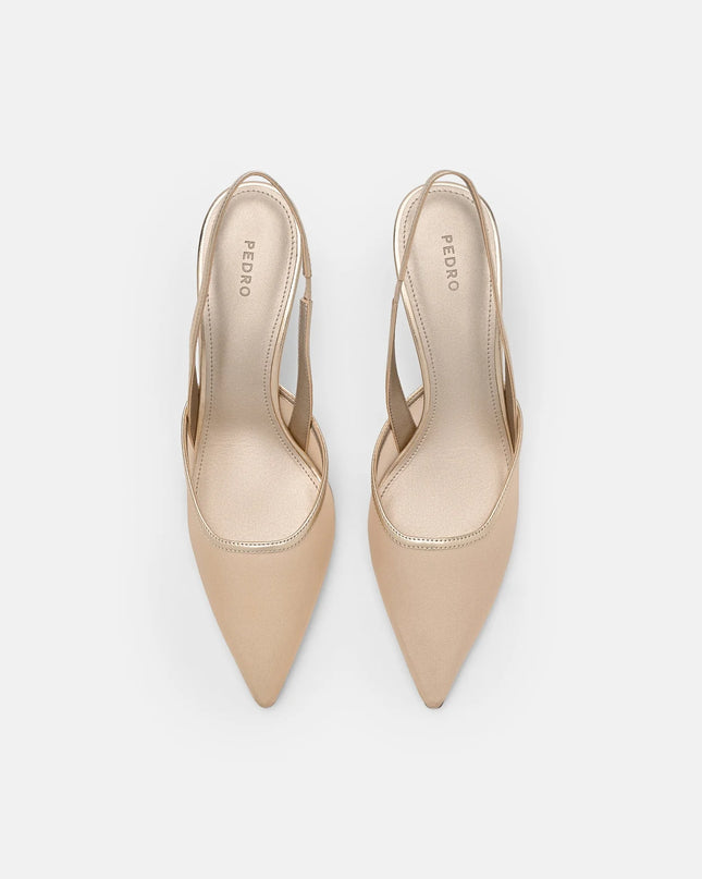 Mesh Slingback Heel Pumps - Nude