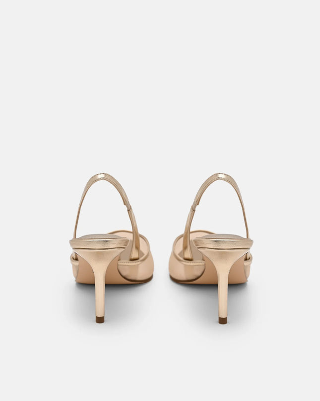 Mesh Slingback Heel Pumps - Nude